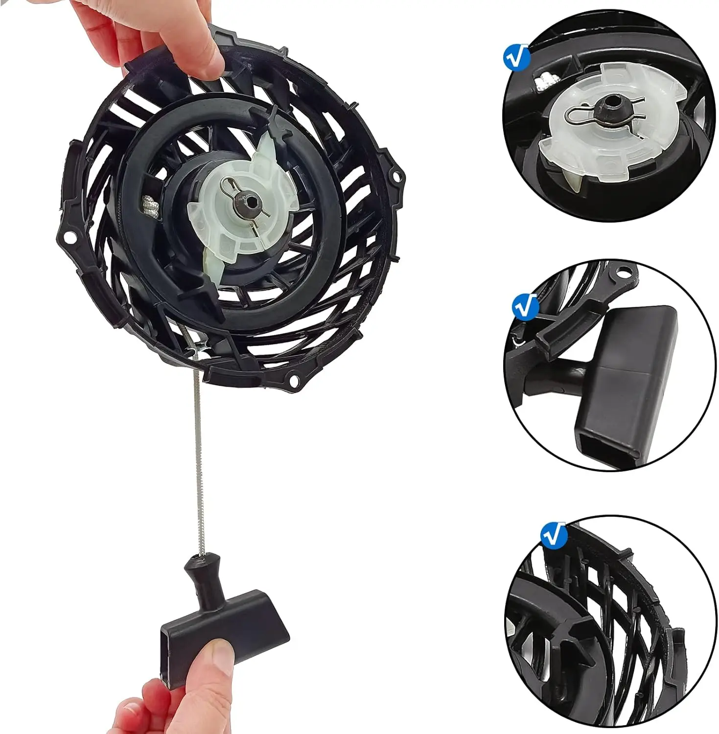 Запасной стартер с ручным запуском 593959 для двигателей Briggs & Stratton 591139, 593961, 590588, 140 куб. см, 550 EX, диаметр крышки 6 34 дюйма (art.: 3920db0302292) - 3920db0302292