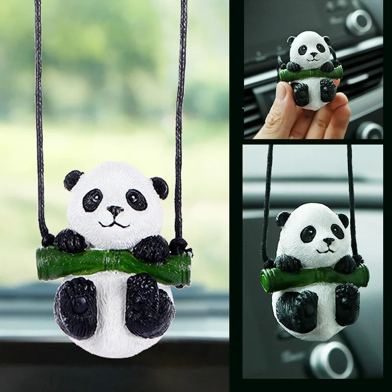 

Cute Panda Auto Pendant Car Pendant Resin Car Rearview Mirror Pendant Wear-resistant Car Interiors