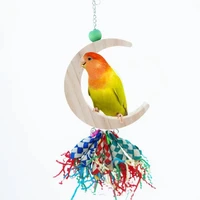 parrot toy wooden moon swing bell interactive toy parrot training toys bird toy parrots accessories parrot toys bird accessories