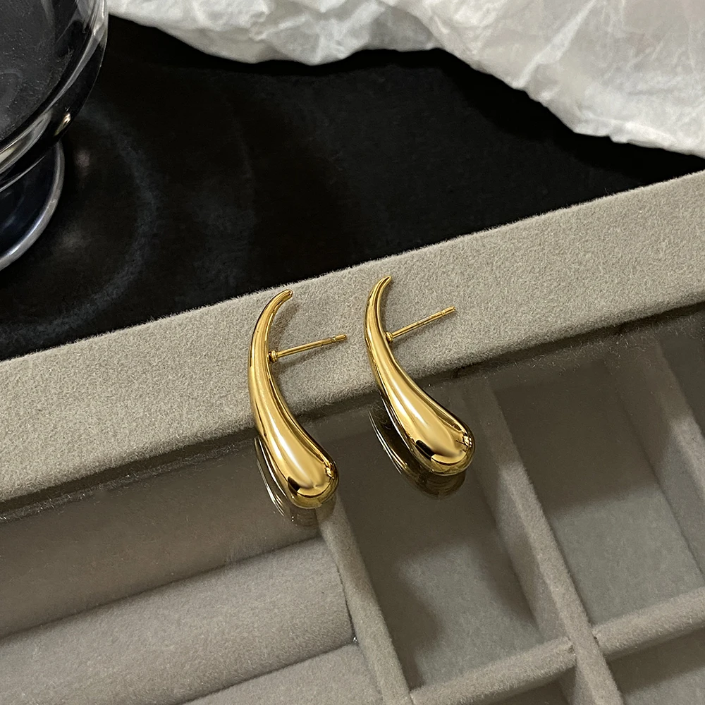 Greatera уникальные дизайнерские серьги из нержавеющей стали в форме капли воды для