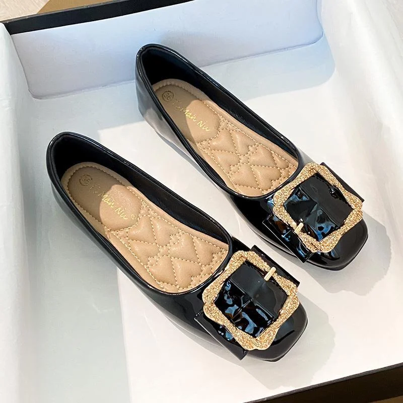 Designer Flats Shoes Women Soft-soled Buckle Single Shoes Ballets Pointed Toe Party Shoes Office Shoes 2023 New Zapatos Mujer