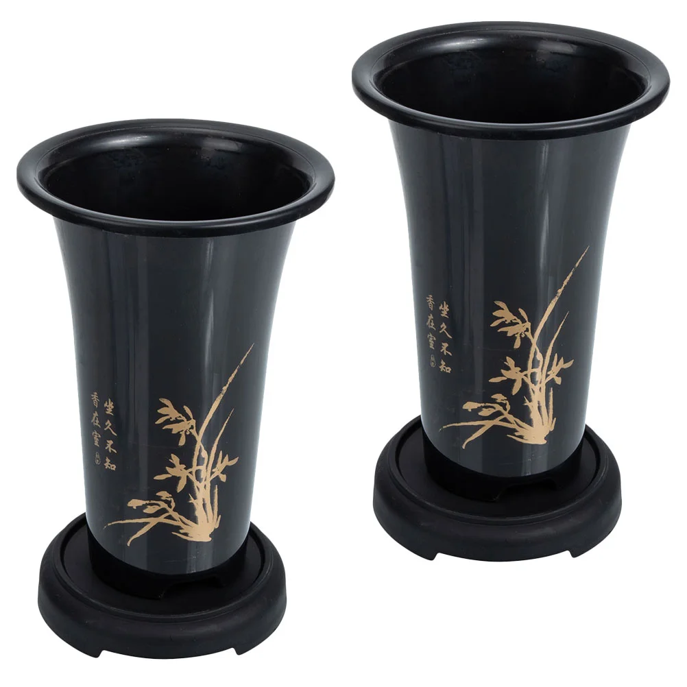 

2 Sets Holes Orchid Pot Pots Outdoor Plants Flower Vase Saucer Plastic Flowerpots