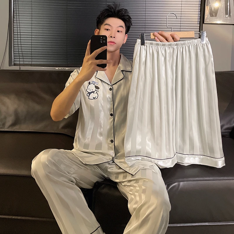 Шелковая пижама Sanrio Pacha с собакой Женская Осенняя ледяная коротким рукавом