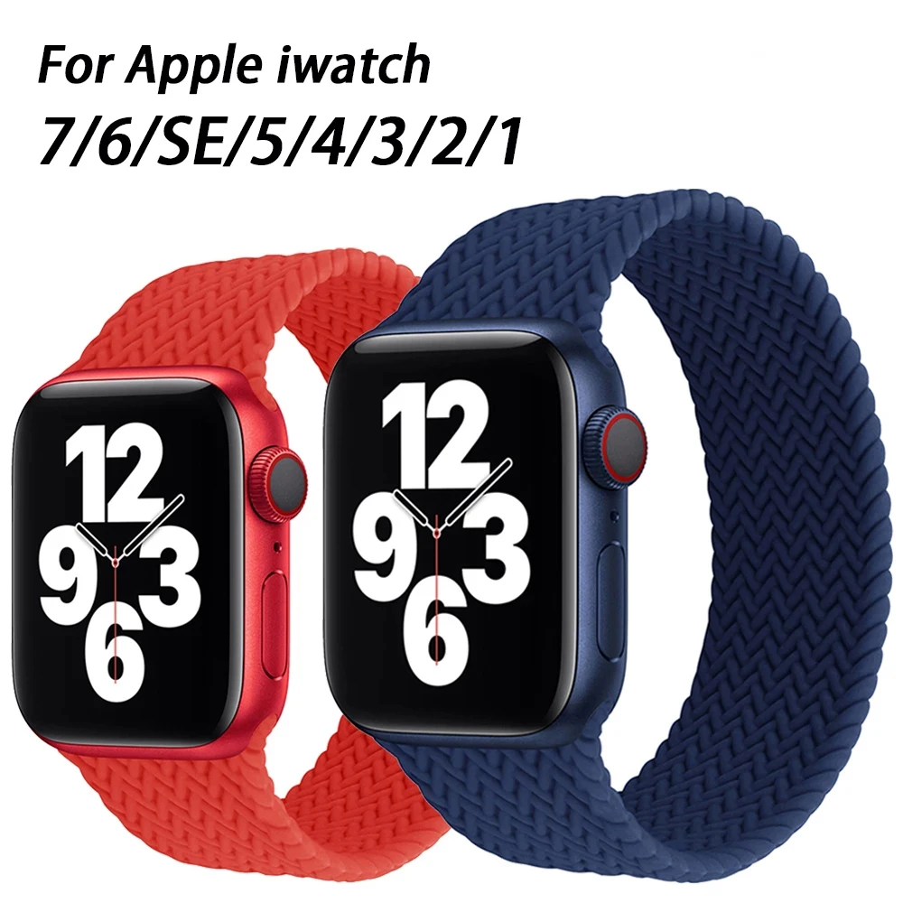 

Braided Solo Loop Strap for Apple Watch Band 44mm 40mm 38mm 42mm 44 mm Silicone Bracelet Correa iWatch Series 345 SE 6 7 45/41mm