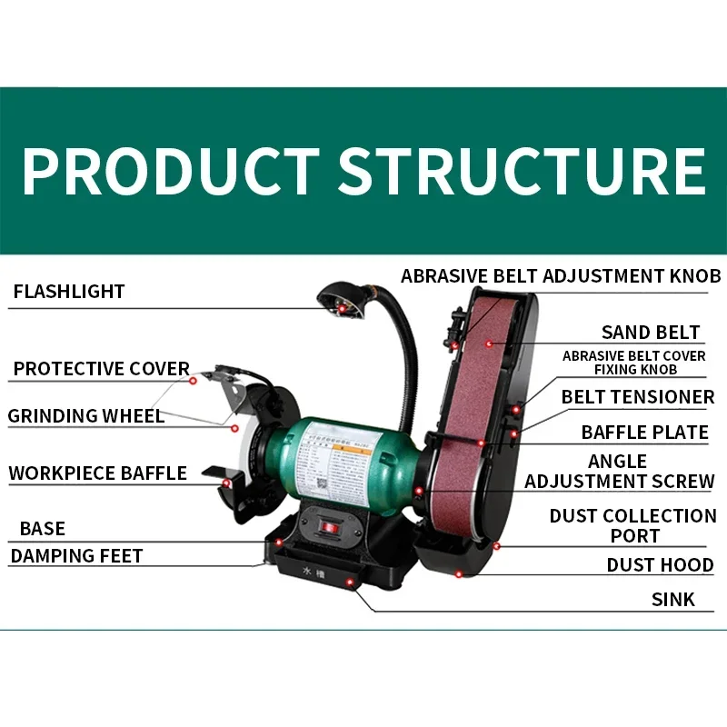 6-дюймовый 8-дюймовый настольный шлифовальный круг точилка для ремней
