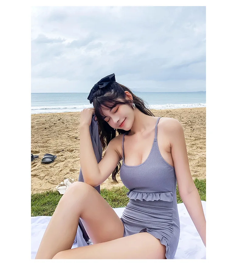 Женский сексуальный однотонный модный купальный костюм с длинными рукавами