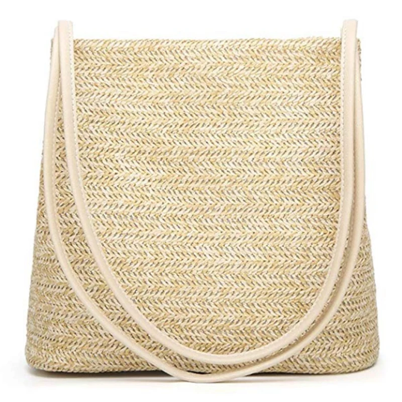

Women's Handbag Fashion Beautiful Straw Woven Tote Large Summer Beach Shoulder Bag, Beige