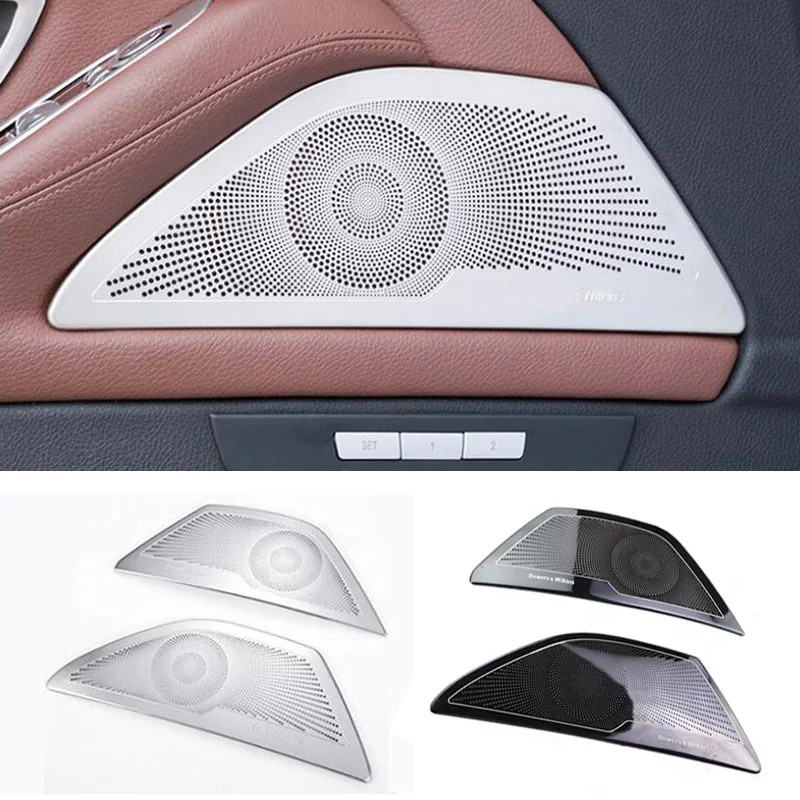 

2pcs Steel Car Inner Front Door Audio Speakers Stereo Panel Decorate Cover Speaker Trim Cover For BMW 5 Series F10 11-16