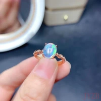 fine jewelry 925 sterling silver natural opal women exquisite noble flower adjustable gem ring support