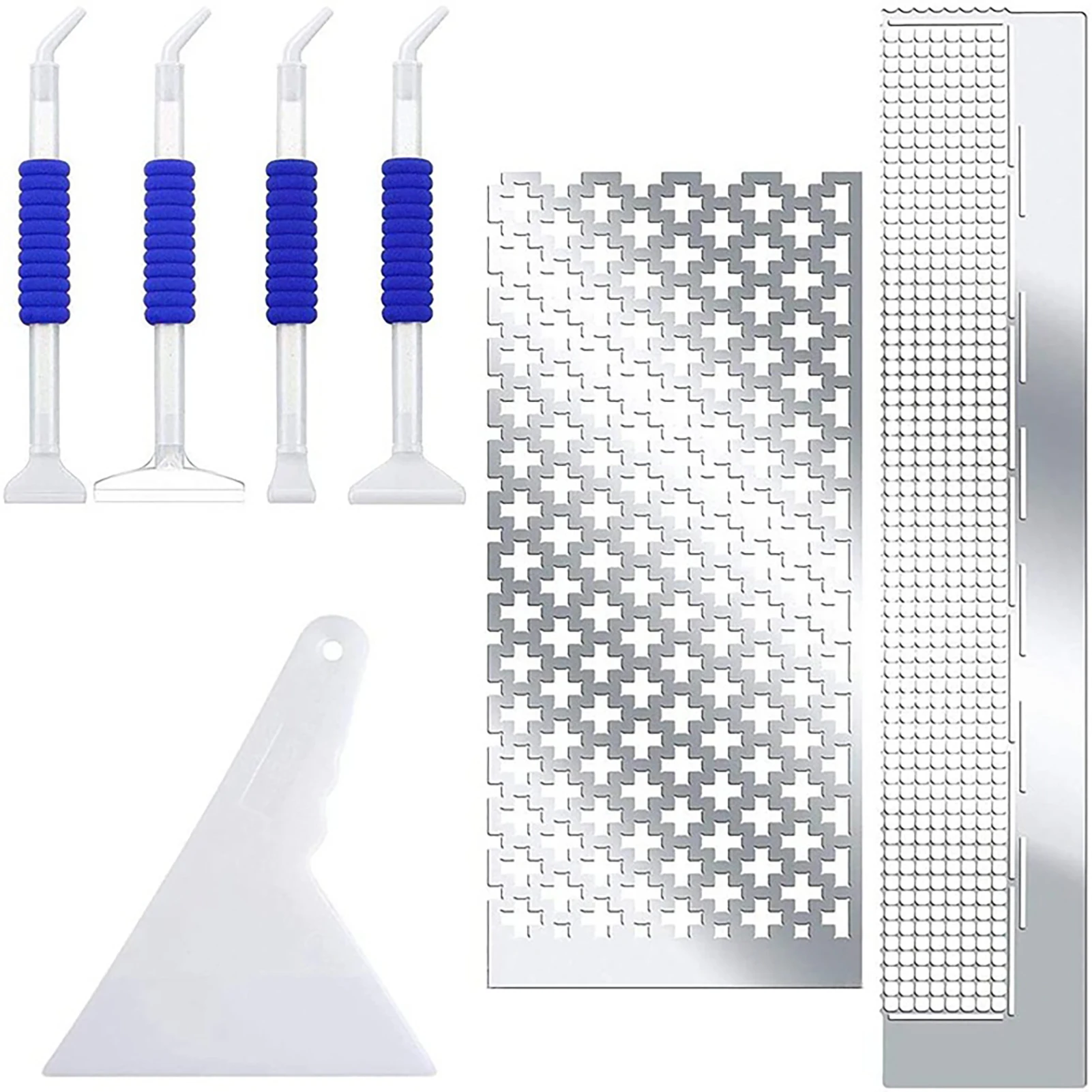 

7pcs 4 Drill Pen Diamond Painting Ruler Square Round Easy Clean Stainless Steel Anti Rust Portable With Blank Grids Embroidery