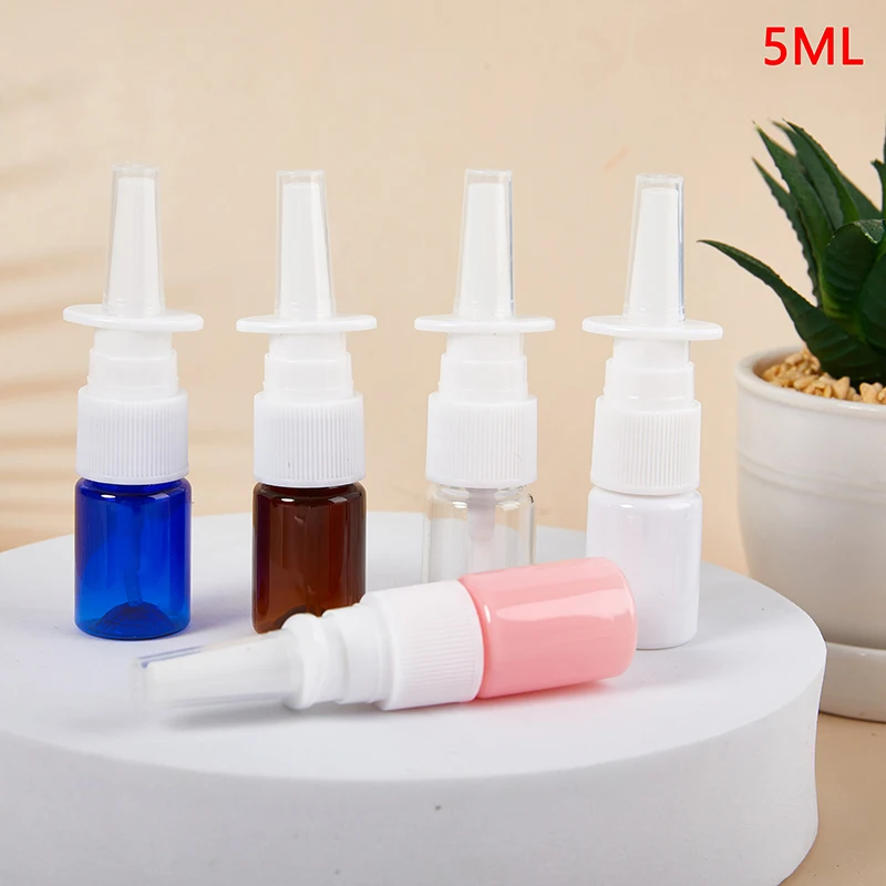 

1PC 5ml Clear Plastic Square Bottle Pump Sprayer Mist Nose/Nasal Spray Refillable Bottles Empty Containers