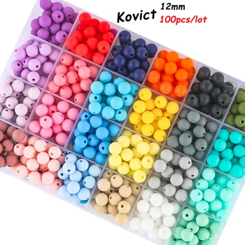 Kovict 12mm 100Pcs Loose Silicone Beads Round BPA Free For Jewelry Making Bracelet Necklace DIY Pacifier Chain Accessory 1