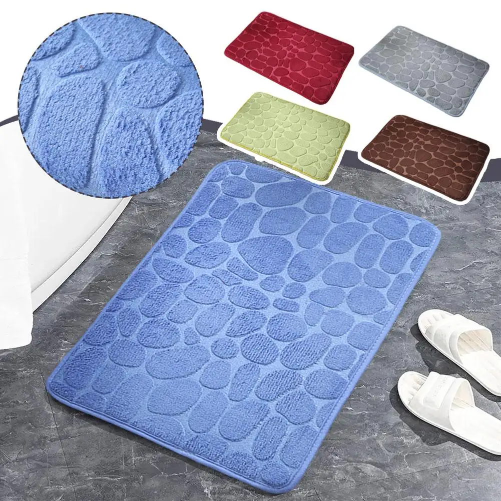 

Mat Non Slip Carpets Cobblestone Embossed Bathroom Doormat Bath Memory Floor Foam In Room Side Wash Basin Rug Shower Bathtu J8n3