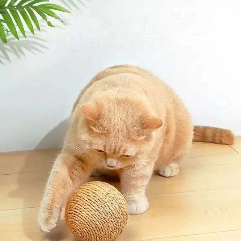 10 см интерактивный шарик из сизаля для кошек игрушка котенка чистка зубов