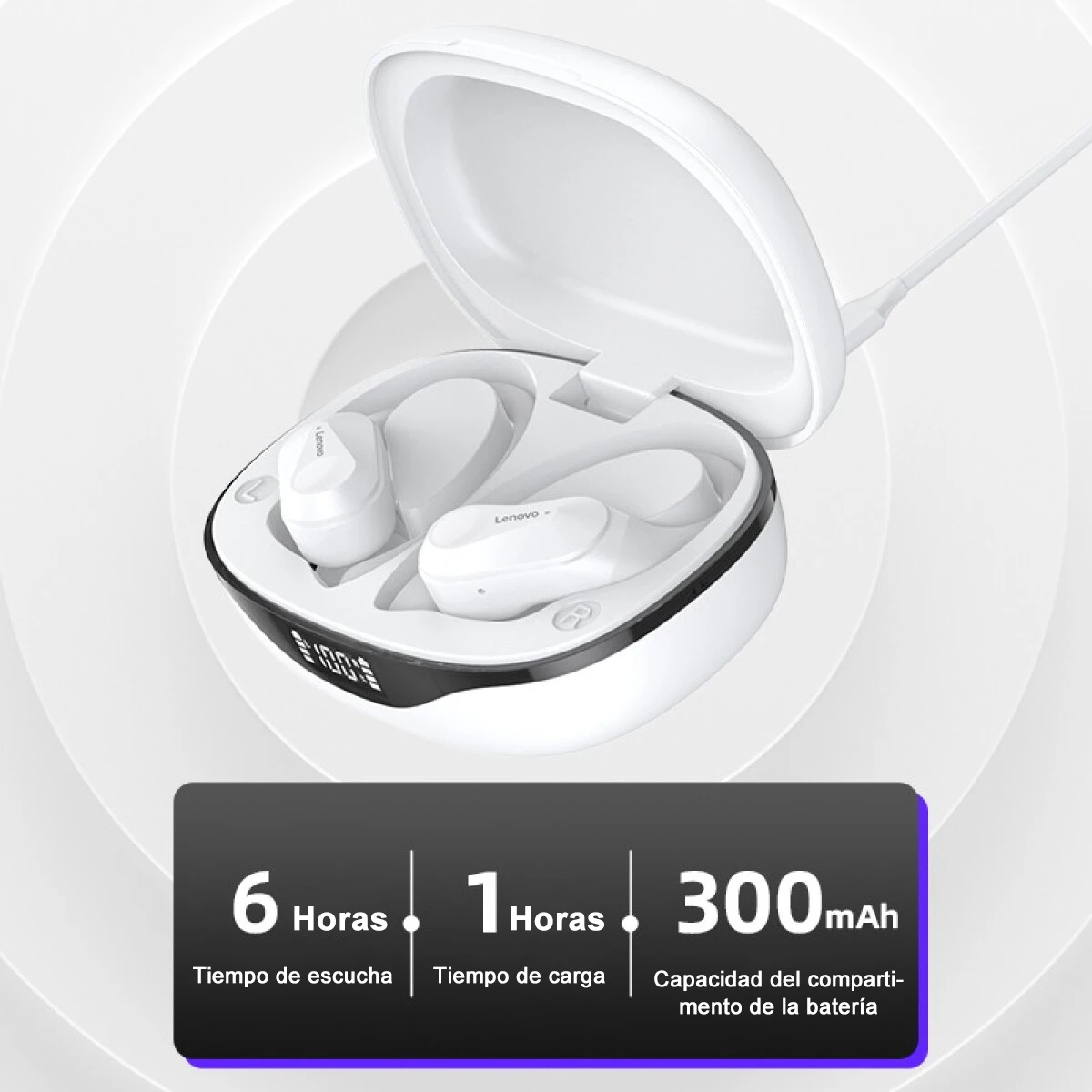 Спортивные Bluetooth-наушники Lenovo LP75 BT 5 3 с дисплеем питания и микрофоном