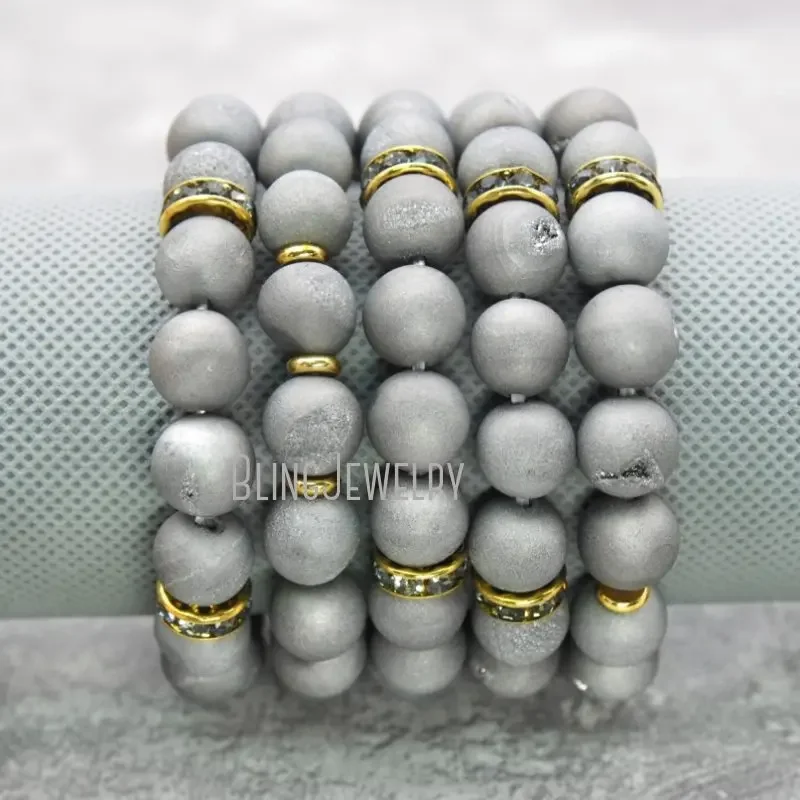 10 шт. Радужный Мистик Друза Агат бисерный браслет для женщин лечебный Кристалл