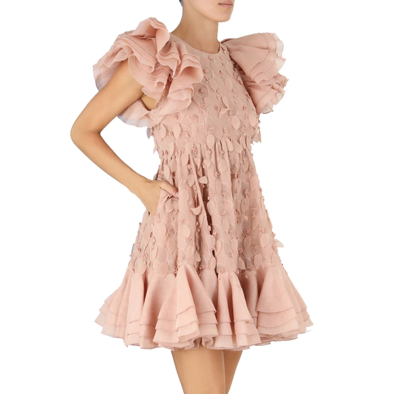 

Женское платье с оборками и каскадной бахромой, Короткое мини-платье для женщин, милая Дизайнерская одежда для вечерние ринки, свадьбы, лепе...