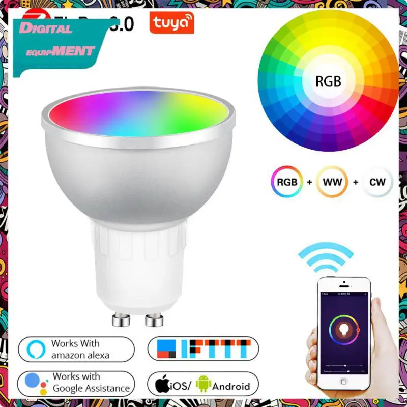 

Умная Светодиодная лампа с таймером Rgbcw, беспроводной умный прожектор Zigbee 3,0, светодиодная лампа, работающая с Smart Life Alexa Home