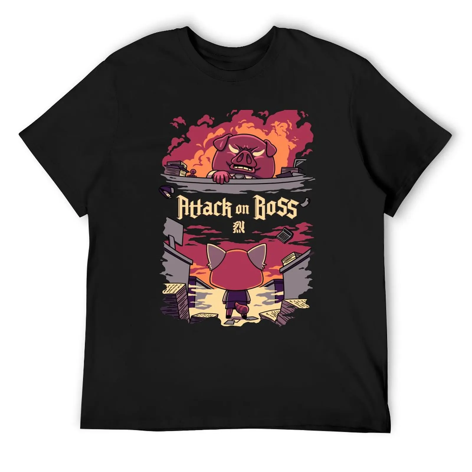Атака на босс // Забавная футболка с красной пандой аниме сеяном бутиковая одежда