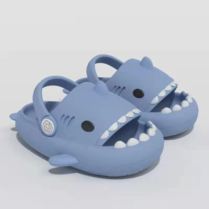 Summer Children Sandals Cute Shark Slippers Kids Shoes Cartoon Shark Slides Boys Girls Baby Thick Soft Sole Anti-Slip Slippers