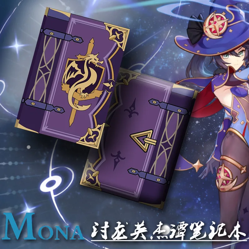 Genshin-Cuaderno de impacto Mona, accesorio para Cosplay, 19x13cm, 160 hojas, Anime, libro mágico, diario