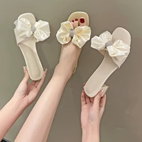bowknot high heels woven sandals women 2022 summer beach slides ladies fashion party prom shoes geen heels women shoes new