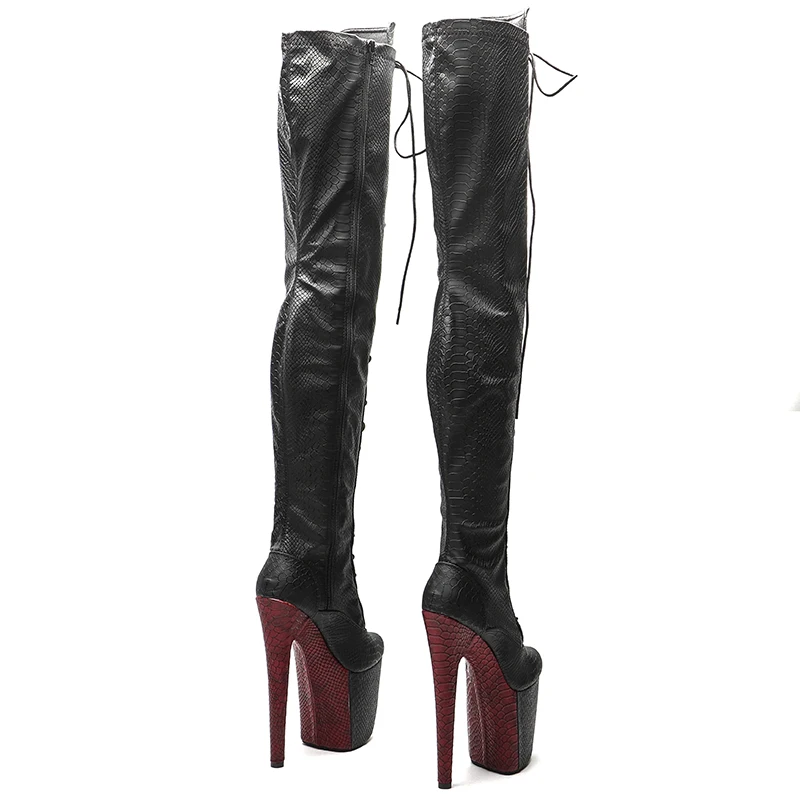 Leecabe 20CM/8inches  Women New Design  Extreme High Heel  Erotic Lap Dancing Stripper Shoes Platform Lace-up 5B