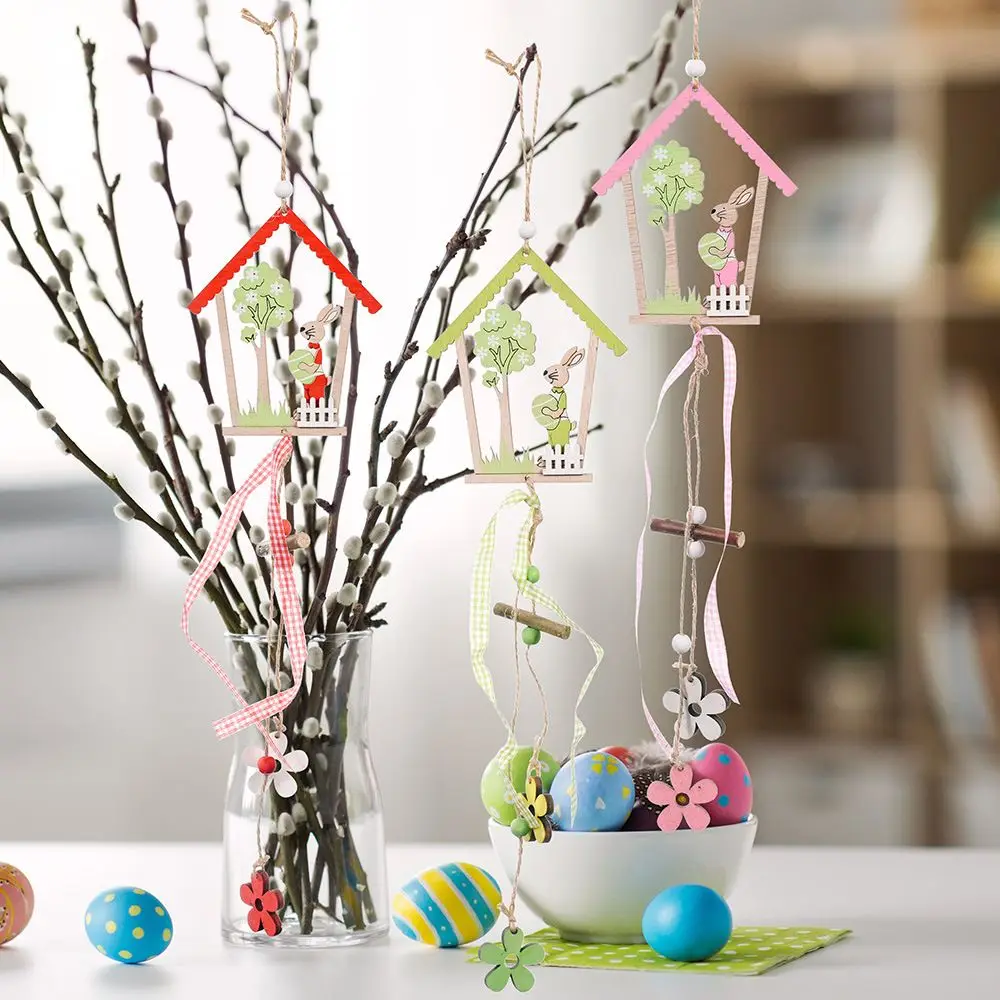 

Decoration Home Craft Pendants Hanging Ornaments Rabbit Easter Holding Egg Bunny
