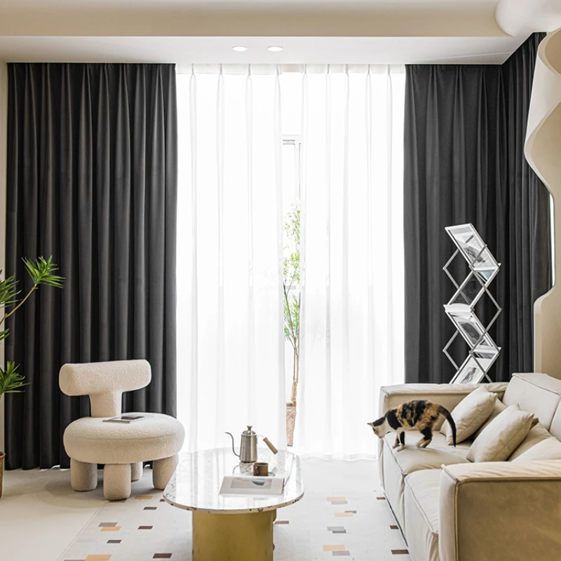 Nordic Light Роскошные серые бархатные плотные шторы высококачественный кашемир