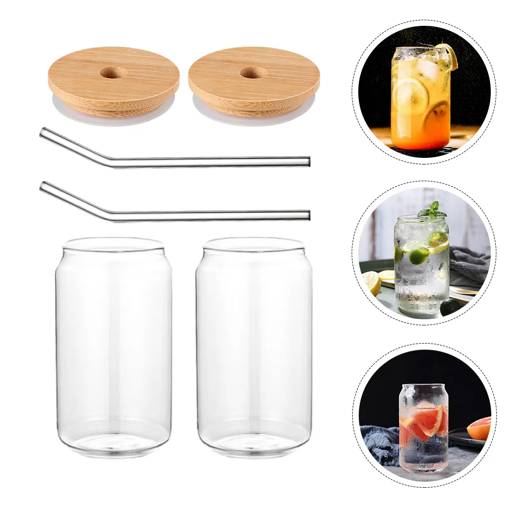 

Glassstraw Cups Glasses Can Cupcoffee Iced Lids Beer Drinking Tumbler Lid Water Tea Shaped Mugs Cocktailbeverage Straws Mason