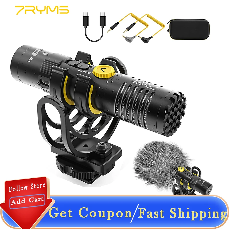 

7RYMS Minbo M1 Professional Microphone Dual Output Mode for Cameras Smartphone Laptops with Instant Monitoring No Battery