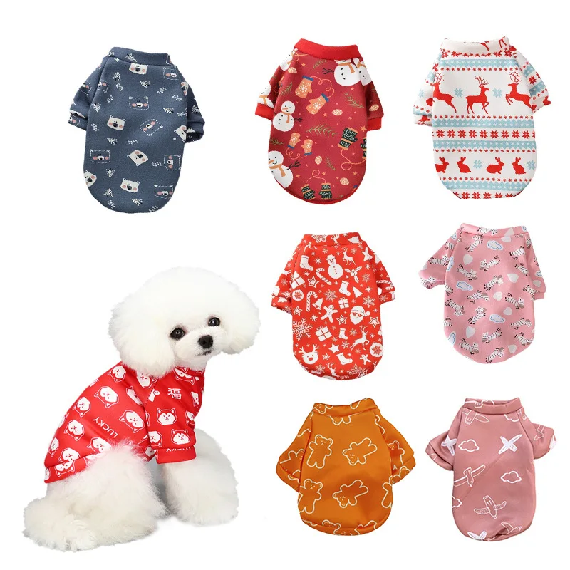 

Christmas Dog Clothes Cartoon Pet Sweater Puppy Clothes Small Poodle Cat Clothes Autumn and Winter Dog Costume for Chihuahua