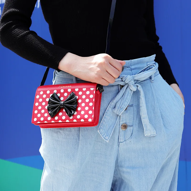 Disney Minnie's Original New Women's Shoulder Bag Cartoon Cute Mini Mobile Phone Bag Luxury Brand Fashion Trend Oblique Bag