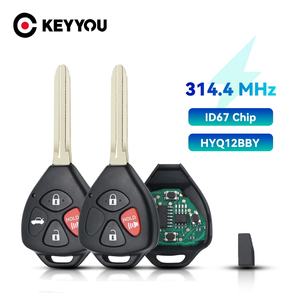 

KEYYOU HyQ12BBY 314.4 Mhz ID67 3/4 Buttons Car Remote Key for Toyota Camry Avalon Corolla Matrix RAV4 Yaris Venza tC/xA/xB/xC