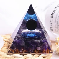 handmade obsidian sphere orgone pyramid amethyst yellow crystal healing orgonite 60mm
