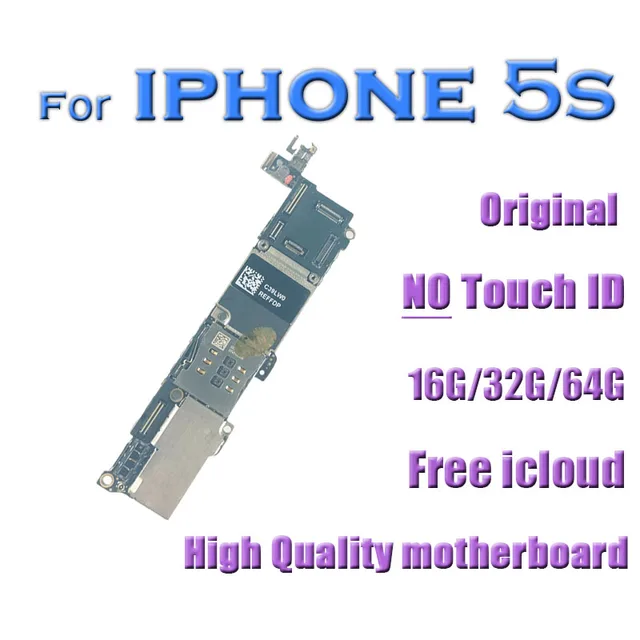 100% Original Unlock Free icloud For iPhone 5 5s 5c Motherboard No Touch ID 8g 16gb 32gb 64gb Logic Board Good Test Working 3