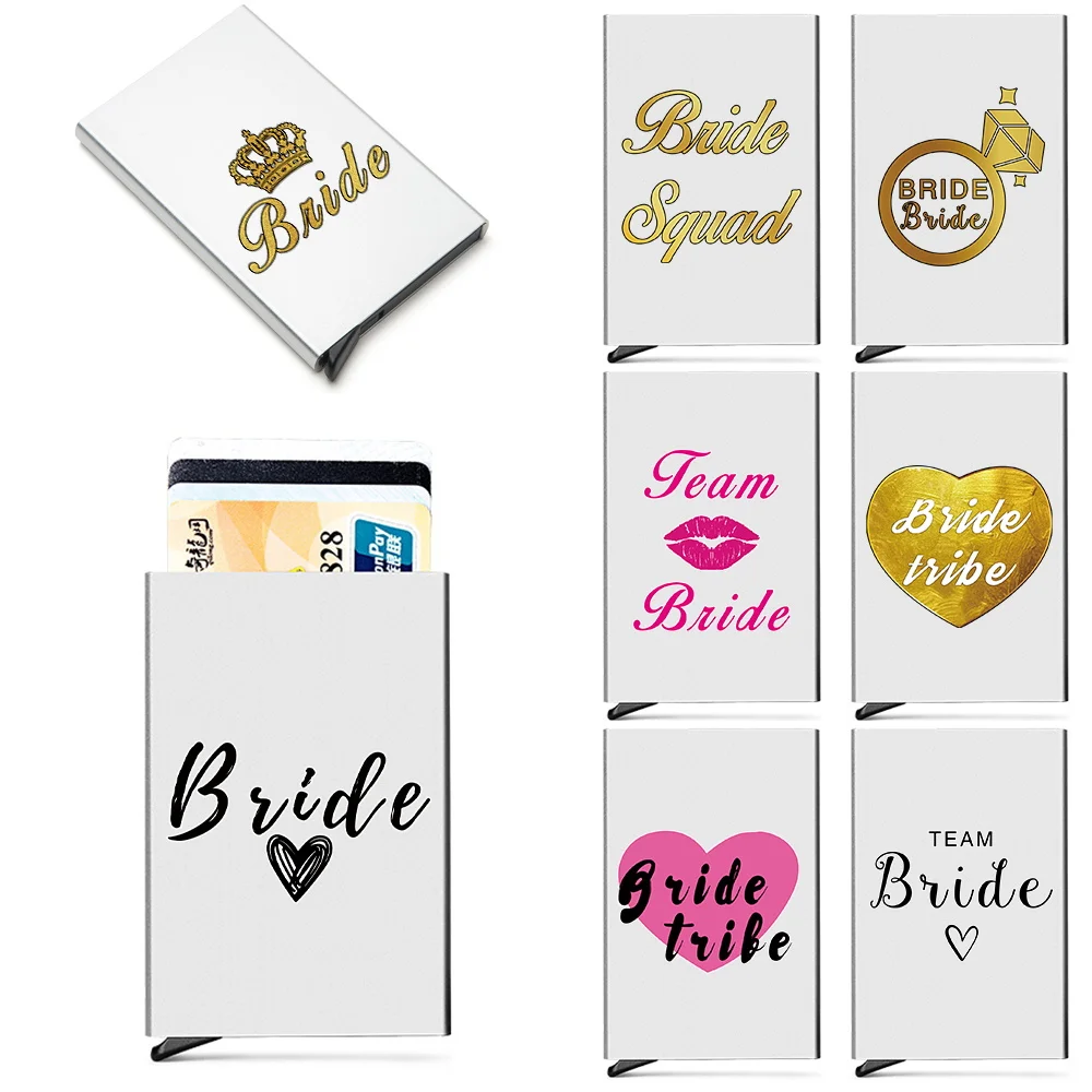 

ID Credit Bank Men Card Holder Mini Brand Bride Pattern Luxury Wallet Anti Rfid Blocking Protected Magic Slim Money Wallets Case