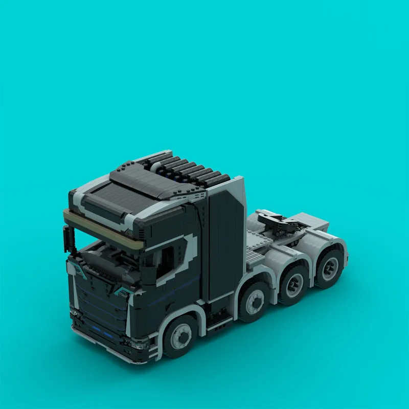 Фото MOC-221188 Грузовой транспортный грузовик 8X4Черный трактор Модель строительного блока 2868ДеталиMOC Креативный строительный блок для мальчиков и детей на день рождения, подарок №2
