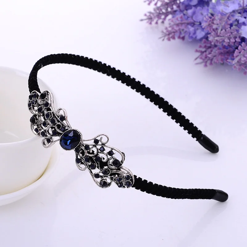 

Shiny Metal Bow Hairband Girl Hair Band Female Rhinestone Black Headwear Thin Hair Hoop Fashion Women Crystal Headband Jewelry