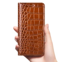 crocodile genuine flip leather case for huawei y5 y6 y7 prime y5p y6p y7p y8p y9s p smart z 2020 2021 phone wallet cover cases