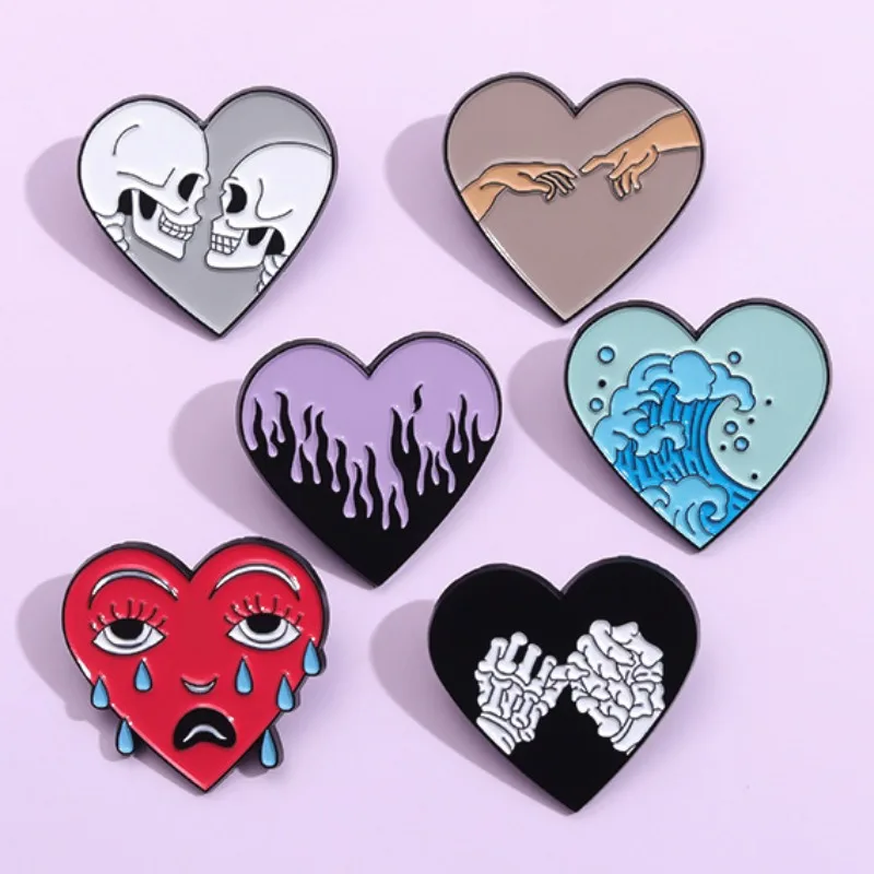 Значки в форме сердца металлические булавки эмалированные броши свадебные