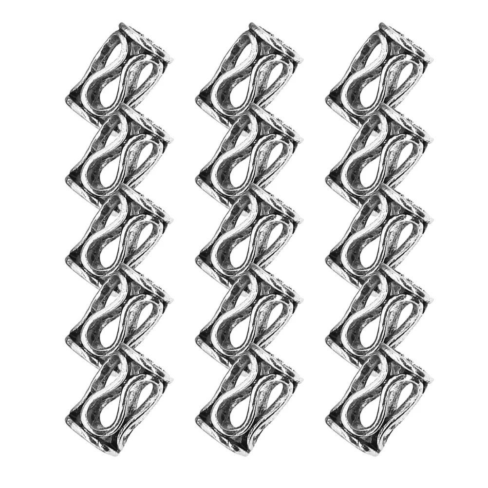 

15Pcs Dreadlocks Rings Metal Hair Jewelry Hair Braid Rings Headdress (Silver)