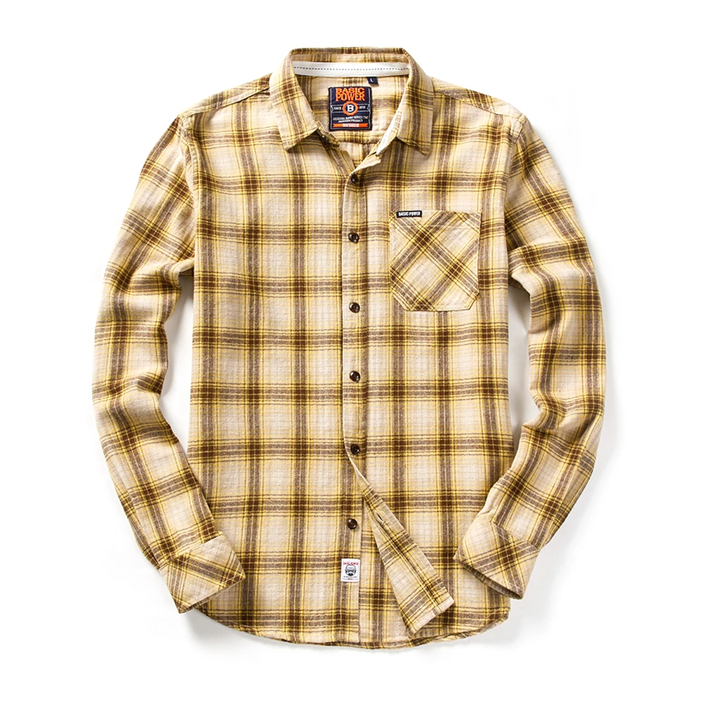 Yellow Plaid Shirts for Men Long Sleeve Cotton 2022 New Fashion Spring Autumn Chemise Homme Mens Checkered Shirt Mens Blouse