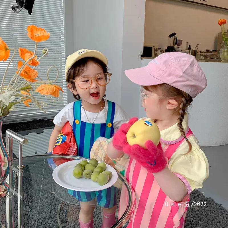 

Комбинезон детский хлопковый в полоску, комплект из 2 предметов, летний костюм для мальчиков и девочек, подтяжки, одежда для брата и сестры