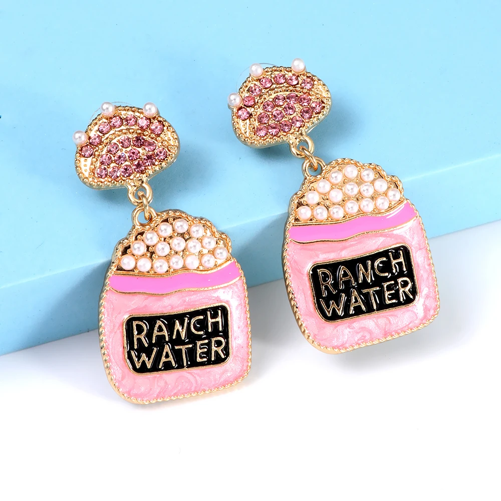 

Sweet Cute Pink Crystal Earrings for Women Girls Luxury Rhinestone Pearls Dangle Earrings Geometric Statement Jewelry 2022 Trend