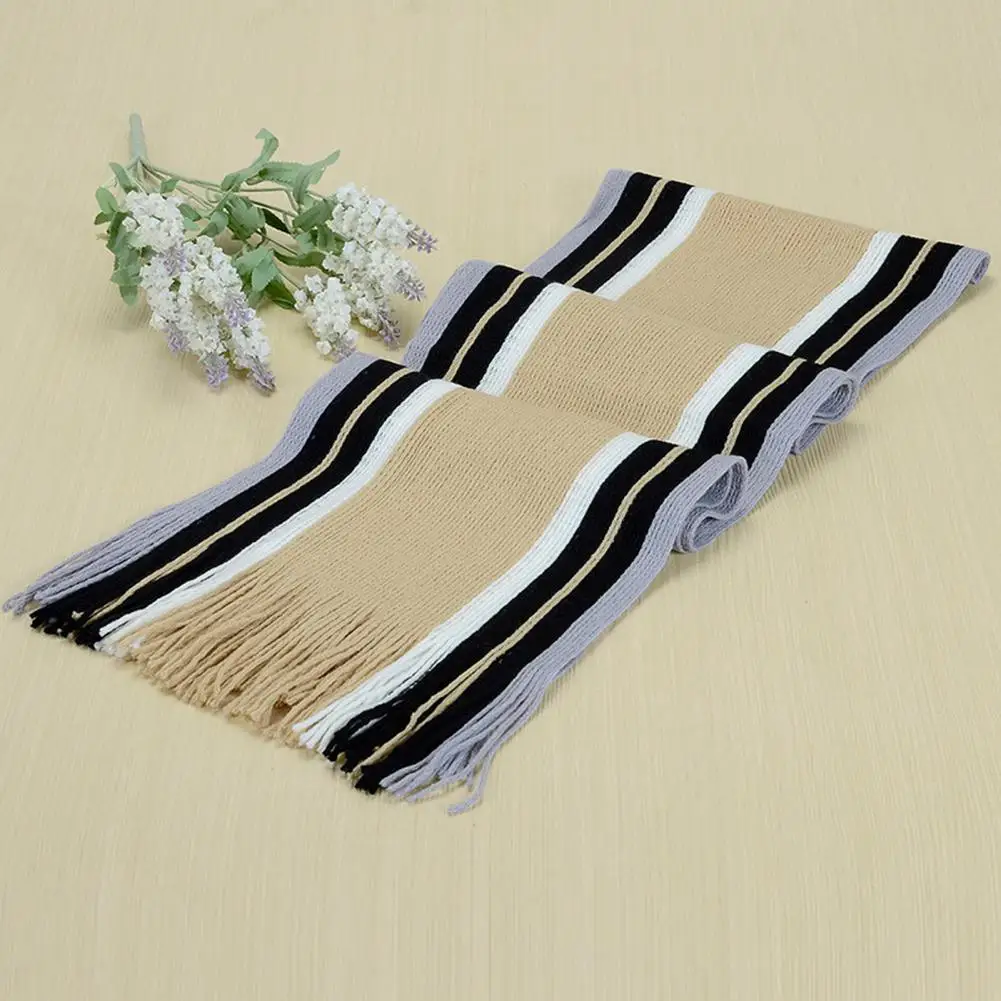 

Men Scarf Thick Winter Scarf Classic Striped Patchwork Color Men Scarf