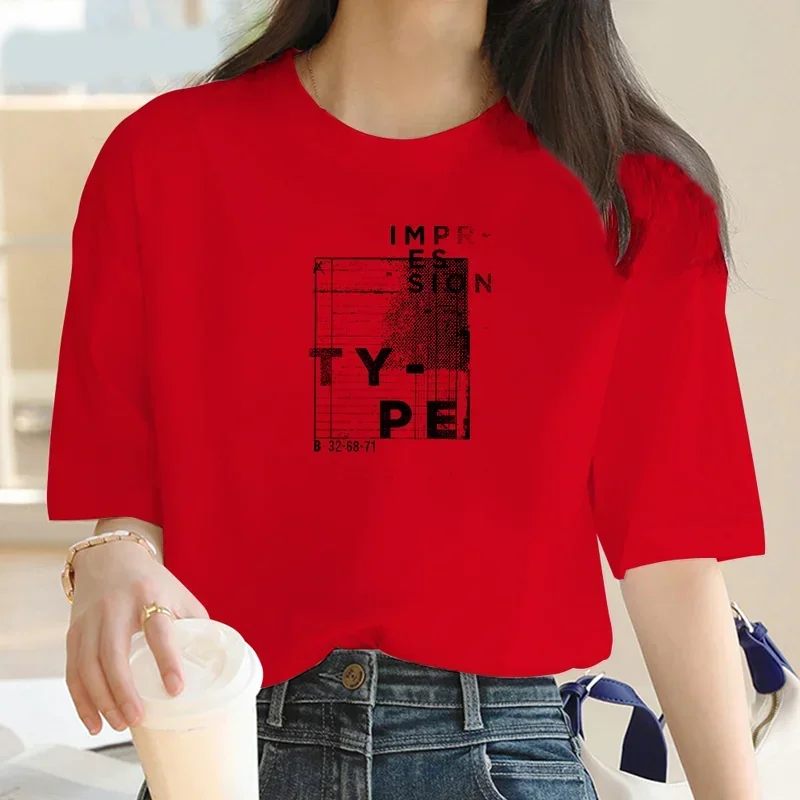 Женская футболка Y2K Модный повседневный топ с принтом короткий рукав 100% хлопок