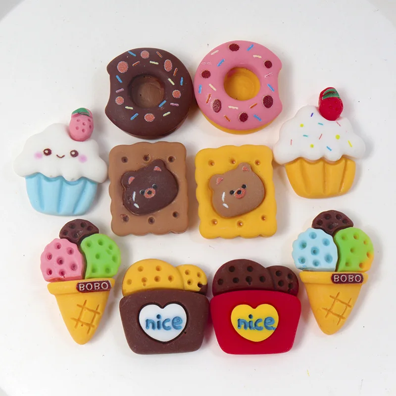 

10 шт. аксессуары из смолы для десертов, мороженого, печенья, декоративный фотоальбом «сделай сам», Шпилька для волос ручной работы, упаковка материалов