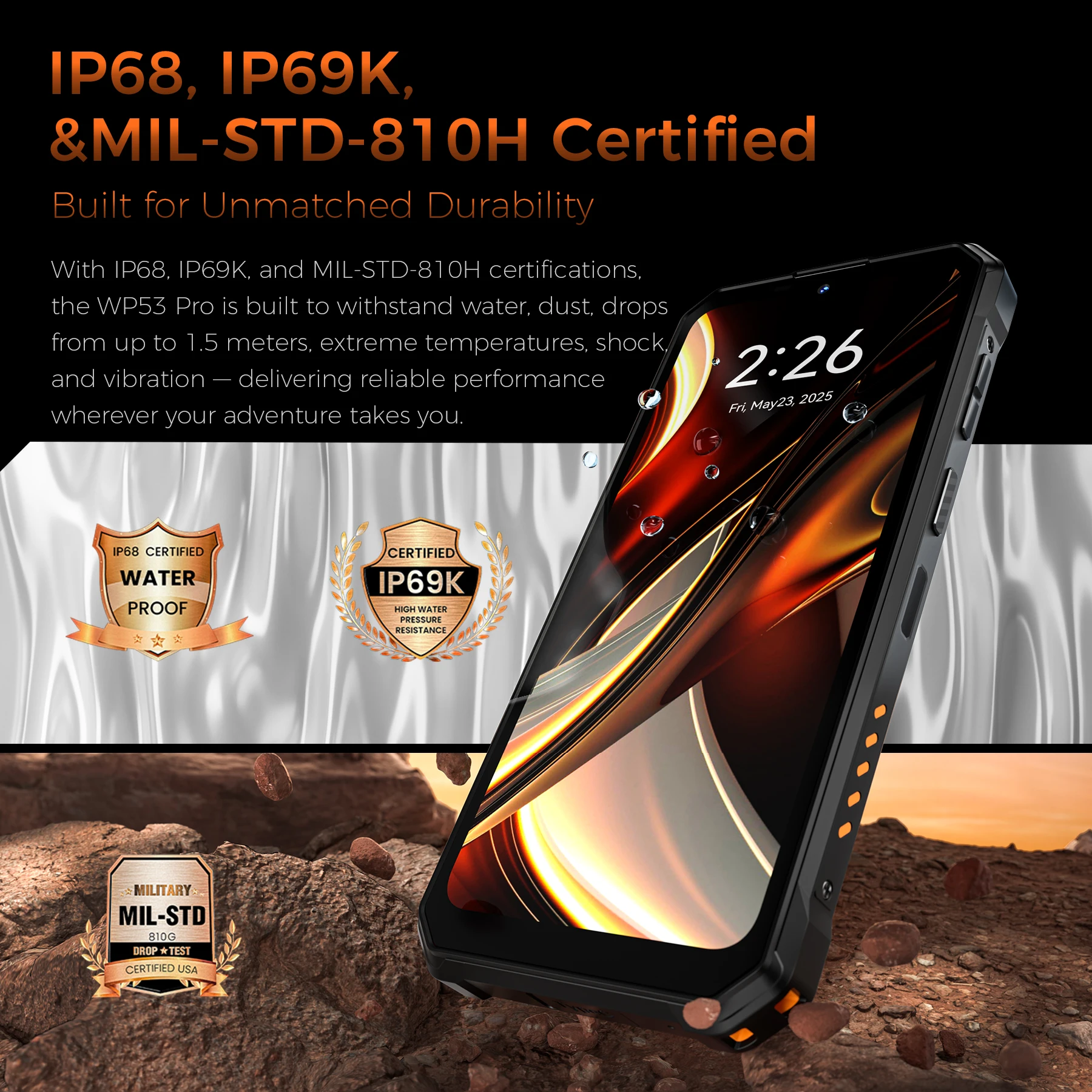 Прочный смартфон OUKITEL WP53 PRO с аккумулятором 11000 мАч, 24 ГБ+256 ГБ памяти, Android 15, NFC, основная камера 50 МП (art.: 3920d91bb803f) - 3920d91bb803f