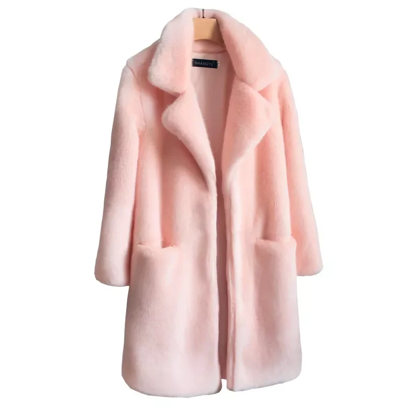 New in Faux Mink Fur Coat Women Autumn Winter Thick Warm Fur Jackets Female Fashion Pink White Mink Fur Coats Plus Size y2k vest